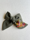 Hand Embroidered Bow - Chunky - Floral Bunch