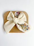 RTS Hand Embroidered Bow - Chunky - Floral Bunch on Alligator Clip