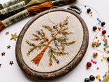 Hand Embroidered (4in tall, 3in wide) Hoop - Christmas Tree (w/bead&sequin detail)