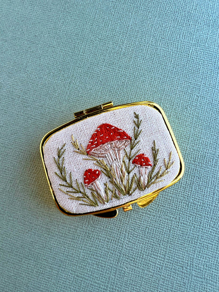 Hand Embroidered Pillbox