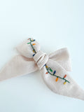 Hand Embroidered Bow - Large Hand Tied - Light Pink - Christmas Lights