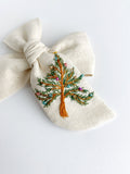 Hand Embroidered Bow - Chunky - Christmas Tree (w/bead & sequin detail)