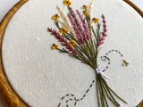 Hand Embroidered 5inch Hoop - Bright Wildflowers + Bee