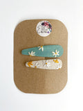 Hand Embroidered Mama & Daughter Clip
