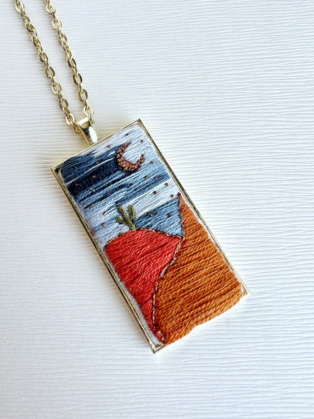 Large Hand Embroidered Pendant