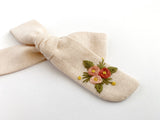 Hand Embroidered Bow - School Girl - Pink - Rose Bunch