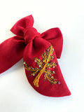 Hand Embroidered Bow - Chunky - Christmas Tree (w/bead & star sequin detail)