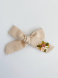 Hand Embroidered Bow - School Girl - Pink - Rose Bunch