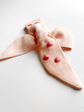 Hand Embroidered Bow - Large Hand Tied - Hearts