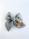 Hand Embroidered Bow - Chunky - Wildflowers
