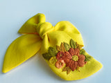Hand Embroidered Bow - Chunky - Yellow - Floral Bunch