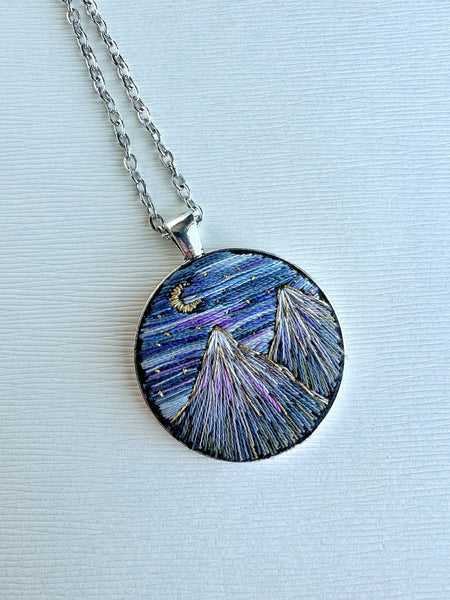 Large Hand Embroidered Pendant