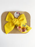 RTS Hand Embroidered Bow - Chunky - Floral Bunch on Alligator Clip