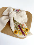 RTS Hand Embroidered Bow - Chunky - Floral Bunch on Alligator Clip