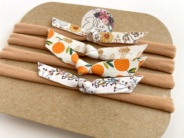Faux Leather Mini Knots on Medium Tan Nylon