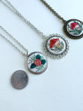 PENDANT ONLY, no chain - Hand Embroidered Pendant