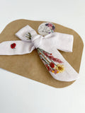 RTS Hand Embroidered Bow - School Girl - Floral Bunch on Alligator Clip