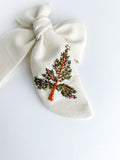 Hand Embroidered Bow - Chunky - Christmas Tree (w/bead & sequin detail)