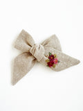 Hand Embroidered Bow - Large Hand Tied - Floral Bunch