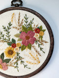 Hand Embroidered 5 inch Faux Wood Hoop - Floral