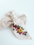 Hand Embroidered Bow - Chunky - Light Pink - Floral Bunch