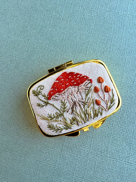 Hand Embroidered Pillbox