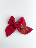 Hand Embroidered Bow - Chunky - Christmas Tree (w/bead & sequin detail)