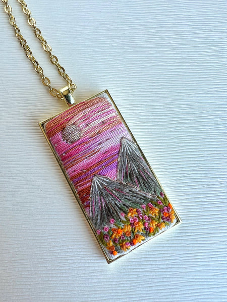 Large Hand Embroidered Pendant