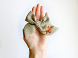 Hand Embroidered Rose Bunch - Chunky Hand Tied Bow