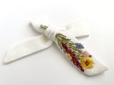 Hand Embroidered Bow - School Girl - Wildflowers