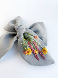 Hand Embroidered Bow - Chunky - Wildflowers