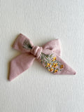 Hand Embroidered Bow - Large Hand Tied - Floral Bunch