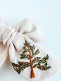 Hand Embroidered Bow - Chunky - Light Pink - Christmas Tree