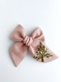 Hand Embroidered Bow - Chunky - Christmas Tree (w/bead detail)