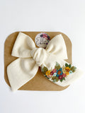 RTS Hand Embroidered Bow - Chunky - Floral Bunch on Alligator Clip