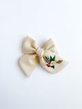 Hand Embroidered Floral Bunch - Chunky Hand Tied Bow