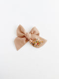 Hand Embroidered Floral Bunch - Chunky Hand Tied Bow
