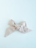Hand Embroidered Bow - Large Hand Tied - Light Pink - Pastel Candycanes