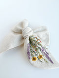 Hand Embroidered Bow - Chunky - Off White - Wildflowers