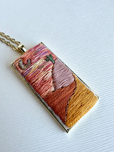 Large Hand Embroidered Pendant