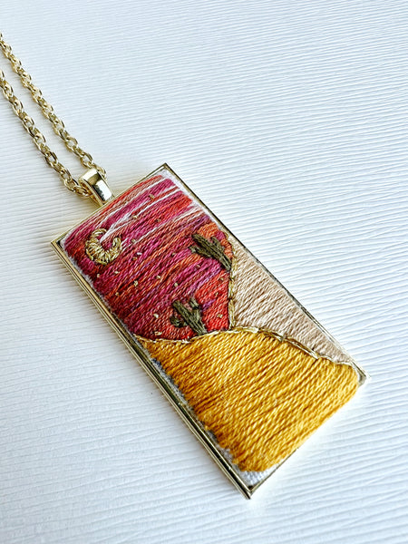 Large Hand Embroidered Pendant