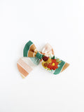 Hand Embroidered Floral- Chunky Hand Tied Bow