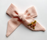 Hand Embroidered Bow - Large Hand Tied - Floral Bunch