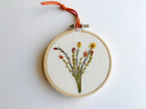 Hand Embroidered 4inch Hoop - Bright Wildflowers + Bee