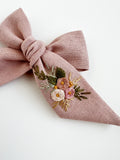 Hand Embroidered Bow - Large Hand Tied - Floral Bunch