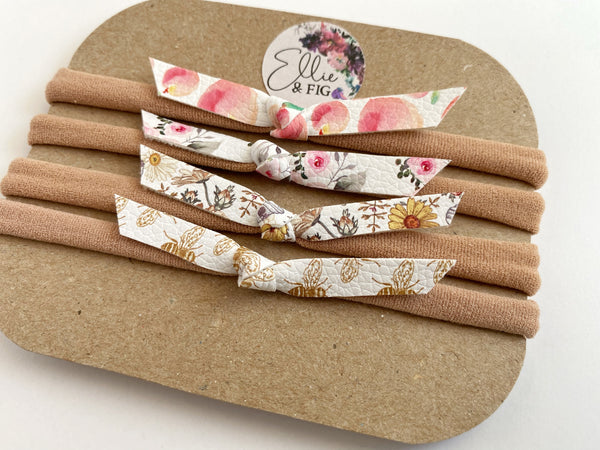 Faux Leather Mini Knots on Medium Tan Nylon