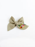 Hand Embroidered Floral Bunch - Chunky Hand Tied Bow