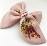 Hand Embroidered Bow - Chunky - Wildflowers