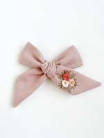 Hand Embroidered Bow - Large Hand Tied - Floral Bunch