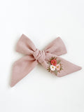 Hand Embroidered Bow - Large Hand Tied - Floral Bunch